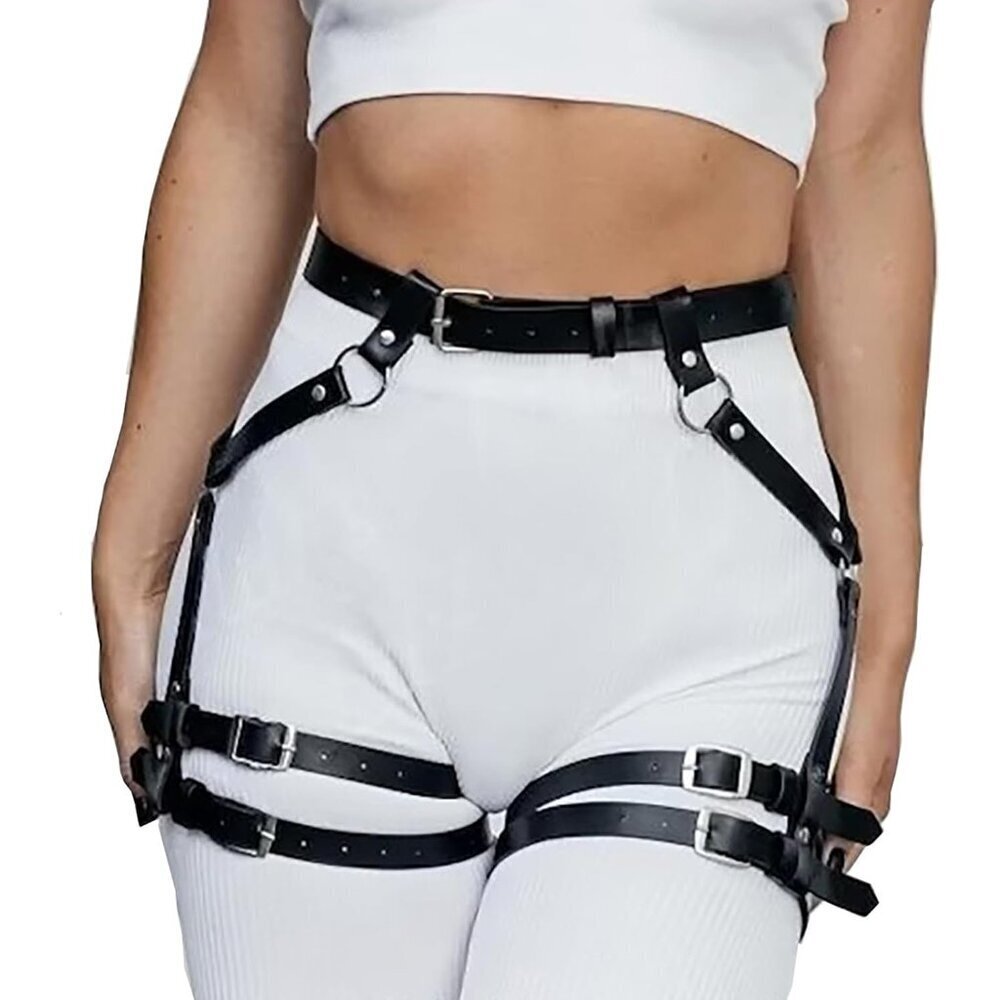 Punk Leather Waist Chain Body Jewelry for Women Girls Festival Party